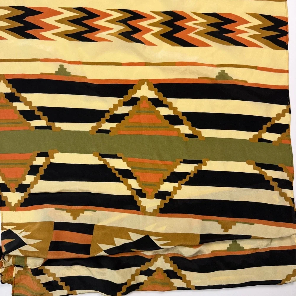 ZazouLuxe Southwestern Boho Women Scarf Rectangle Tan Silk